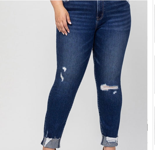 Destroyed Denim Cuff Jeans