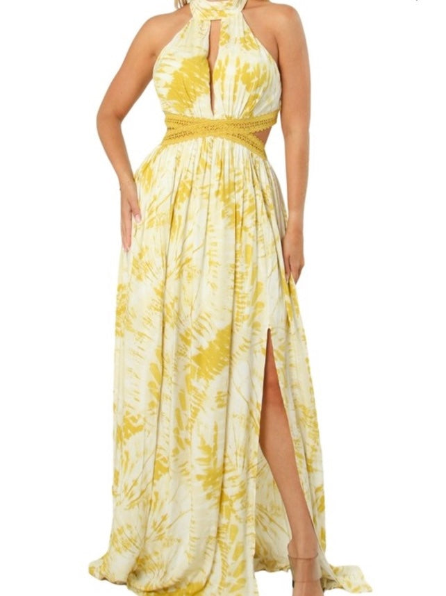 Sleeveless Halter Tie Maxi